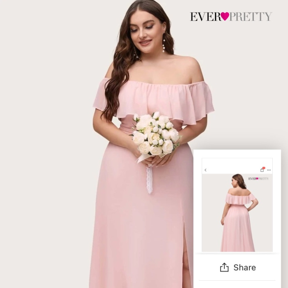 Plus Split Thigh Ruffle Trim Bardot Prom Dress